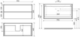 Подвесная тумба под раковину Sancos Cento CN100KE 100см карпатская ель
